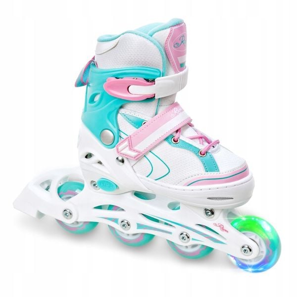Rolki Regulowane RAVEN Lia Mint 30-33 Kółko LED zdjęcie 1