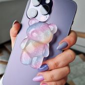 uchwyt do telefonu teleskopowy słodki miś bear klip tęczowy udt18