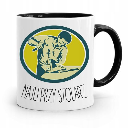Kubek Czarny Prezent Stolarza Najlepszy Stolarz Z Nadrukiem Ze Zdjęciem na Arena.pl