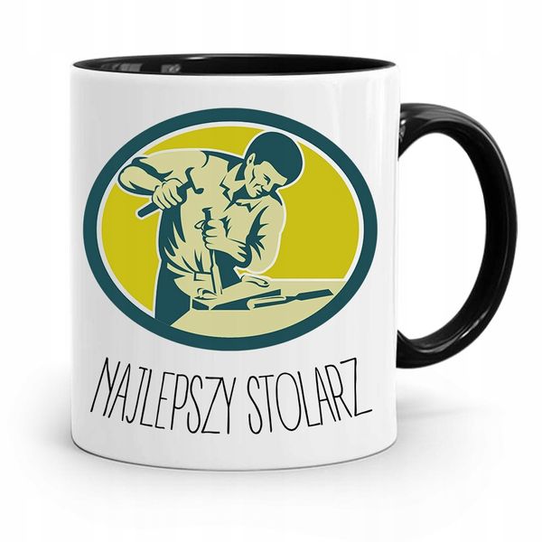 Kubek Czarny Prezent Stolarza Najlepszy Stolarz Z Nadrukiem Ze Zdjęciem zdjęcie 1