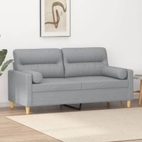 2-osobowa sofa z poduszkami, jasnoszara, 140 cm, tkanina