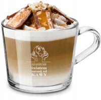 Szklanka do kawy z grawerem RZĄDZENIE SWIATEM ZACZNIJ OD KAWY prezent