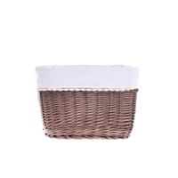 Wiklinowy Kosz Regałowy Kosz do Łazienki Szarzony Obszyty 38x28 H20 cm