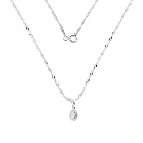 Łańcuszek srebrny medalik komunijny Matka Boska na Komunię na Chrzest na Arena.pl