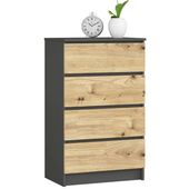 Komoda do sypialni, 4 szuflady, STILO, 60x40x99 cm, grafit  | TYLETEGOTU