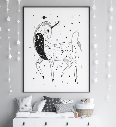 Plakat konstelacja jednorożca jednorożec 21x29,7 cm A4 na Arena.pl
