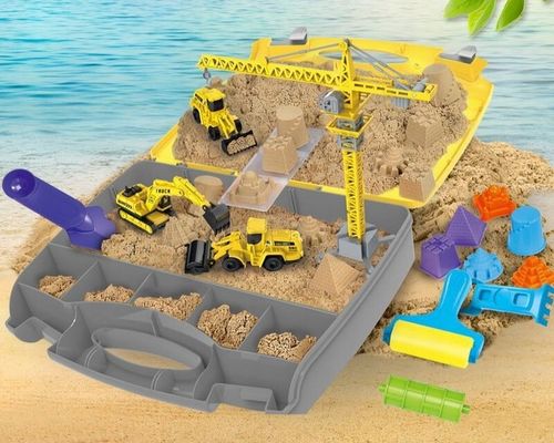 Zestaw Konstrukcyjny Dźwig Piasek Kinetyczny Pojazdy Budowlane dla Dzieci na Arena.pl