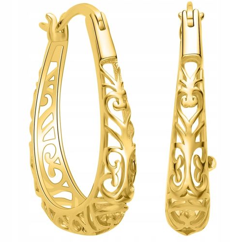 Srebrne kolczyki ażurowe damskie kolczyki pozłacane srebro próba 925 na Arena.pl