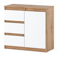 Komoda Wąska Z 3 Szufladami 80cm Do Sypialni Salonu Nowoczesna Wotan Biała