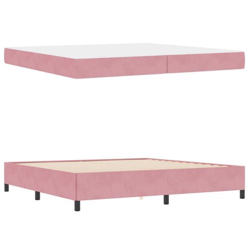 Ramka łóżka z materacem Różowy i biały 200 x 200 cm Aksamit na Arena.pl