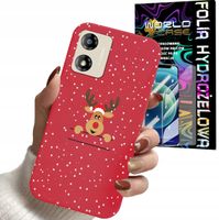 ETUI DO MOTOROLA MOTO E13 - ŚWIĄTECZNE WZORY RENIFER PLECKI + FOLIA