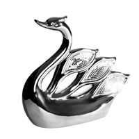 Figurka ceramiczna glamour łabędź MIRONA 27X8X26 srebrna