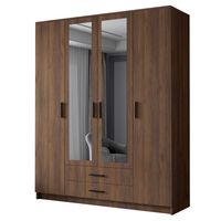 Szafa ADA II 160 cm - pojemna garderoba z lustrem - ORZECH WARMIA+CZARNY