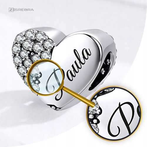CHARMS srebrne SERCE GRAWER srebro koralik zawieszka charms 925 SERDUSZKO na Arena.pl