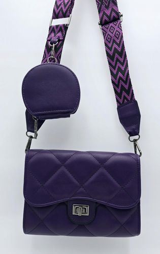 Victoria J. - torebka pikowana portfelik pasek BOHO fioletowy VJ-939 na Arena.pl