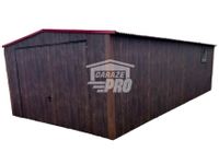 Garaż blaszany 4x8 Brama + okno + drzwi - drewnopodobny GP235