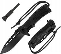 NÓŻ SKŁADANY TAKTYCZNY WOJSKOWY EDC MIL-TEC KRZESIWO LINKA PARACORD