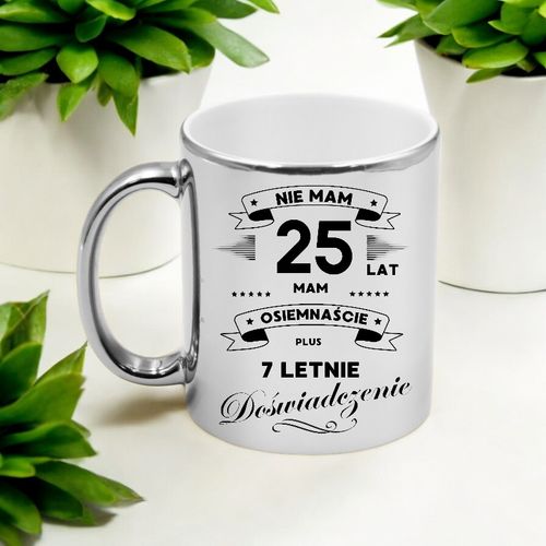 KUBEK SREBRNY PREMIUM PREZENT NA 25 URODZINY ORYGINALNY UPOMINEK na Arena.pl