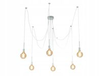 LAMPA SUFITOWA WISZĄCA LED LOFT ŻYRANDOL RETRO PAJĄK E27 x6 BIAŁA ZD74B