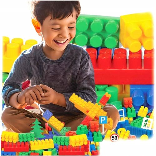 KLOCKI DUŻE PLASTIKOWE ZESTAW 200 el KONSTRUKCYJNE 28mm kolory dla chłopca na Arena.pl