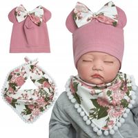 CZAPKA I CHUSTKA Z POMPONAMI dla dziewczynki 40-42