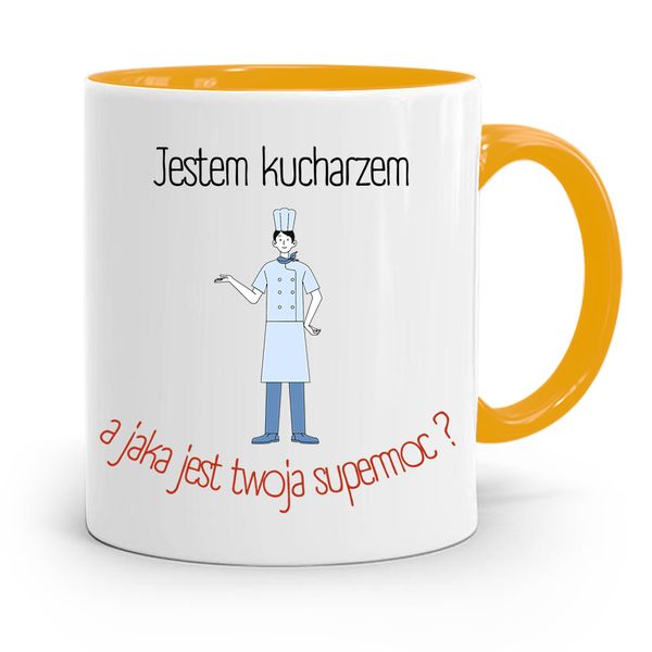 Kubek Żółty Dla Kucharza Kucharki Twoja Supermoc? Z Nadrukiem Ze Zdjęciem zdjęcie 1