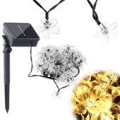 Lampki Solarne do Ogrodu Girlanda na Balkon Kwiatki 50 LED Ciepły Biały 7m