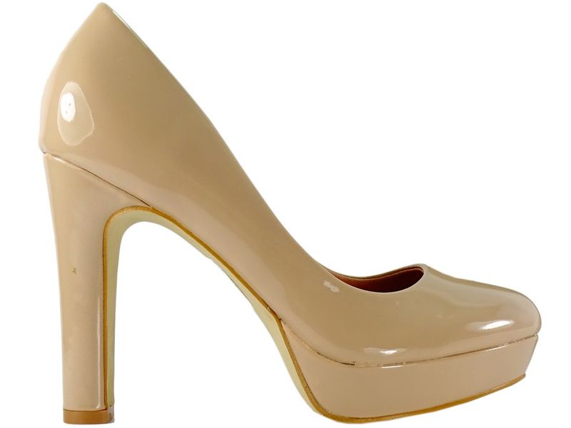 Beżowe szpilki na platformie lakierowane 40 zdjęcie 1
