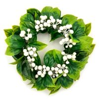 WIANEK DEKORACYJNY GĘSTY STROIK Z BIAŁYMI KWIATAMI 25 cm