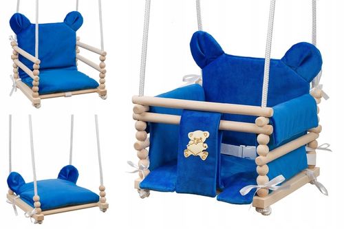 Huśtawka dla dziecka 3w1 z drewna z oparciem 6m+ do domu ogrodu Beżowa na Arena.pl