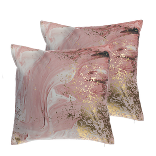 2 Poduszki Dekoracyjne W Abstrakcyjny Wzór 45 X 45 Cm Różowe Lantana