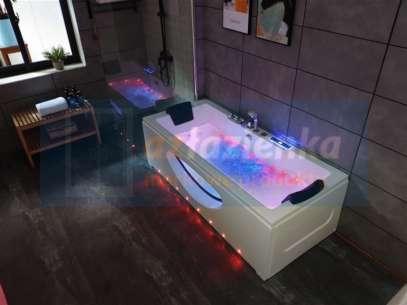 PROSTOKĄTNA WANNA Z HYDROMASAŻEM 180x80 SZYBA NEW! GRZAŁKA zdjęcie 29