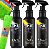K2 PURIO VELOR NUTA PRO 1L CZYSZCZENIE PIELĘGNACJA TAPICERKI WNĘTRZA SZYB