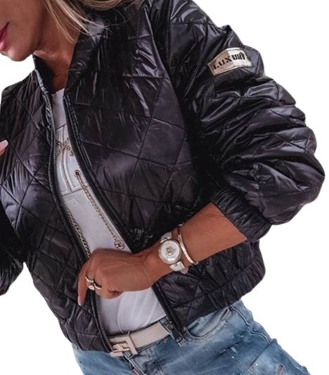 Kurtka pikowana przejściówka czarna zdjęcie 11