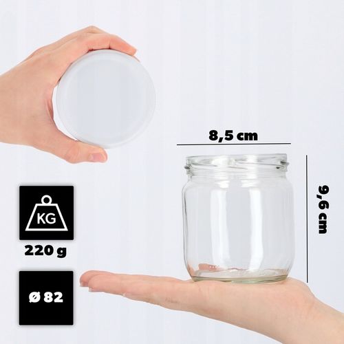 SŁOIK 425 ml SŁOIKI 400 ml NA PRZETWORY MIÓD SZKLANY ZAKRĘTKI 12 SZT FI 82 na Arena.pl