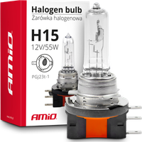 ŻARÓWKA HALOGENOWA AMIO H15 12V 55W MOCNE ŚWIATŁO ŻARÓWKI HOMOLOGACJA