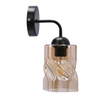 Felis lampa kinkiet czarny 1x60W E27 klosz bursztynowy