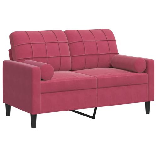 2-osobowa sofa z poduszkami, winna czerwień, 120 cm, aksamit na Arena.pl