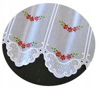 ZAZDROSTKA kuchenna firana do kuchni KWIATY czerwone HAFTOWANA 195x35