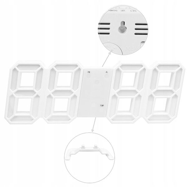4w1 Zegar cyfrowy LED 3D ścienny stojący budzik termometr data alarm zdjęcie 8