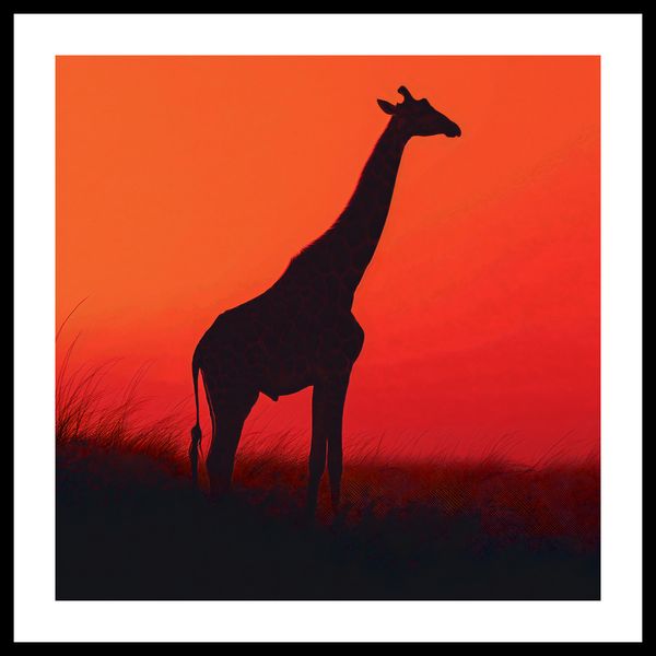 Plakat 40x40cm Żyrafa w Czerni zdjęcie 3
