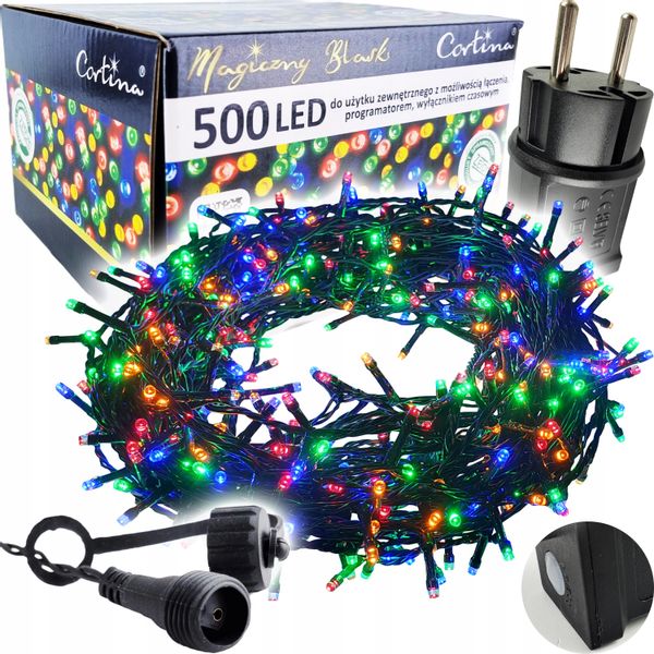 LAMPKI CHOINKOWE 500 LED TIMER zewnętrzne MULTI zdjęcie 1