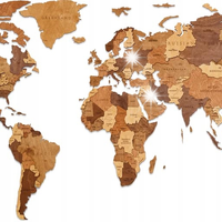 DREWNIANE PUZZLE 3D MAPA ŚWIATA DREWNO L ZESTAW DO ZŁOŻENIA DIY