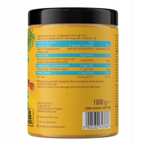 OstroVit Peanut Butter x3 MASŁO ORZECHOWE SMOOTH Krem Orzechowy na Arena.pl