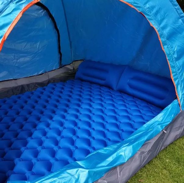 Materac dwuosobowy z pompką niebieski zdjęcie 11