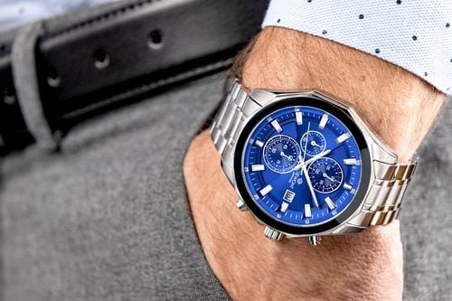 zegarek męski giewont chronograph sapphire srebrno niebieski gw7290-b3 na Arena.pl