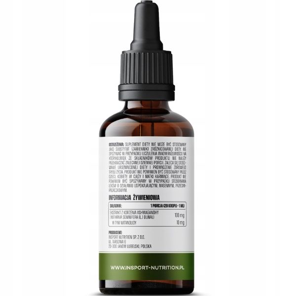 ASHWAGANDHA KROPLE 30ml FORTE 10% WITANOLIDÓW PAMIĘĆ KONCENTRACJA | INSPORT zdjęcie 3