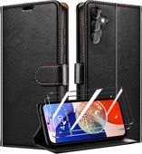 Etui portfel Samsung A14 4G/5G + szkło 2szt RFID czarne