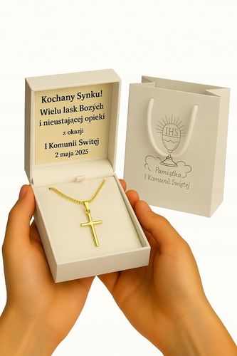 SREBRNY ŁAŃCUSZEK NA KOMUNIE Z MEDALIKIEM PR 925 GRAWER GRATIS KOMUNIJNY na Arena.pl