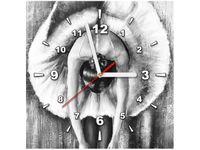 30X30CM ZEGAR BALETNICA CZERNI BIELI OBRAZ DREWNO